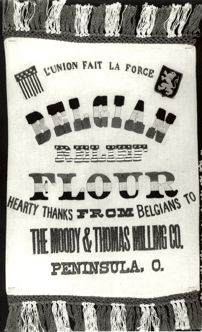 embroidered flour sack sent to Hoover as thanks for his relief work