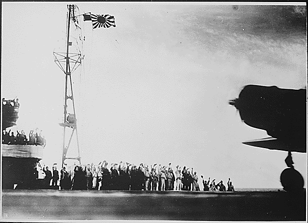 Captured Japanese photograph taken aboard a Japanese carrier before the attack on Pearl Harbor, December 7, 1941