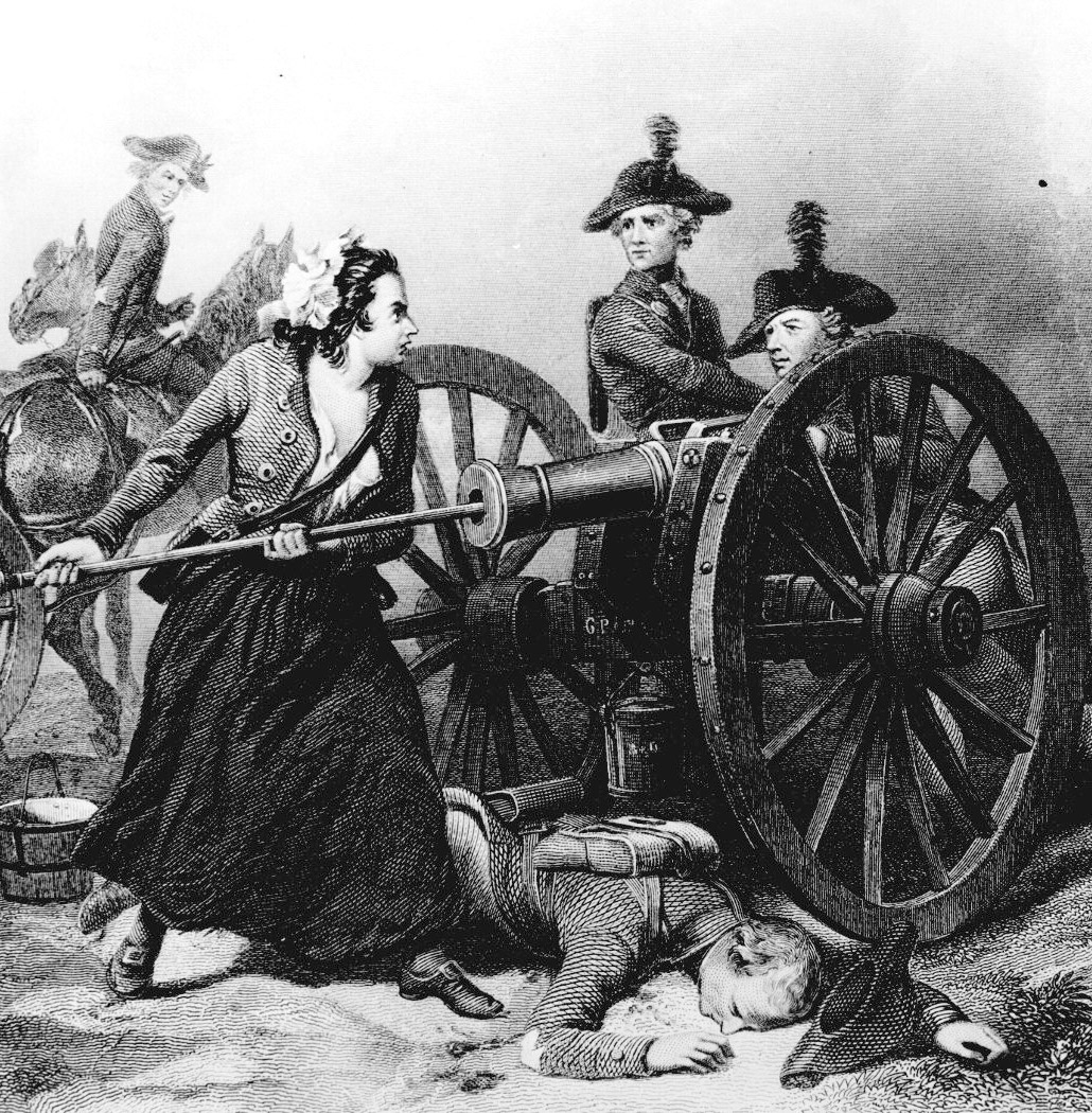 Molly Pitcher at a cannon during the Battle of Monmouth