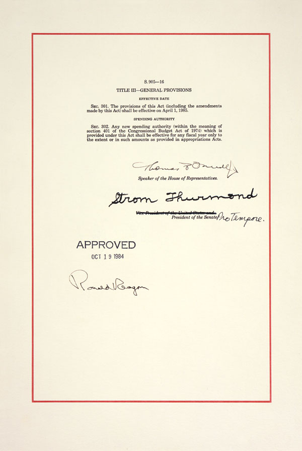 Last page  of National Archives Act of 1984