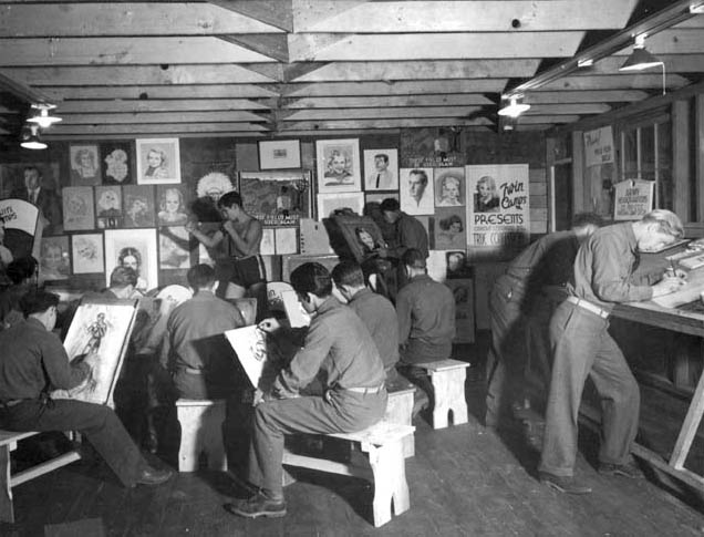 Enrollees of Companies 1951 and 2950 studied art at the Lompoc, California, camp