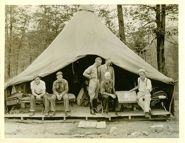 CCC Director Robert Fechner visits enrollees a Camp Roosevelt, May 1933