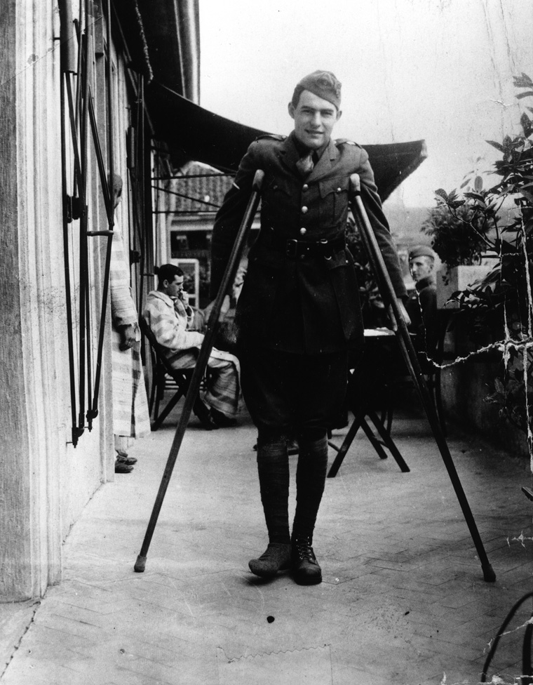 Ernest Hemingway on Crutches