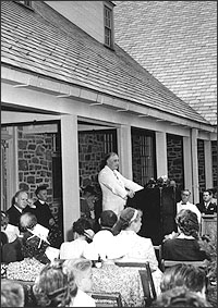 Franklin D. Roosevelt speaks at the dedication of his library in Hyde Park