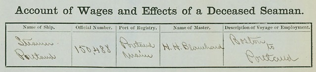 wage statement of a deceased sailor