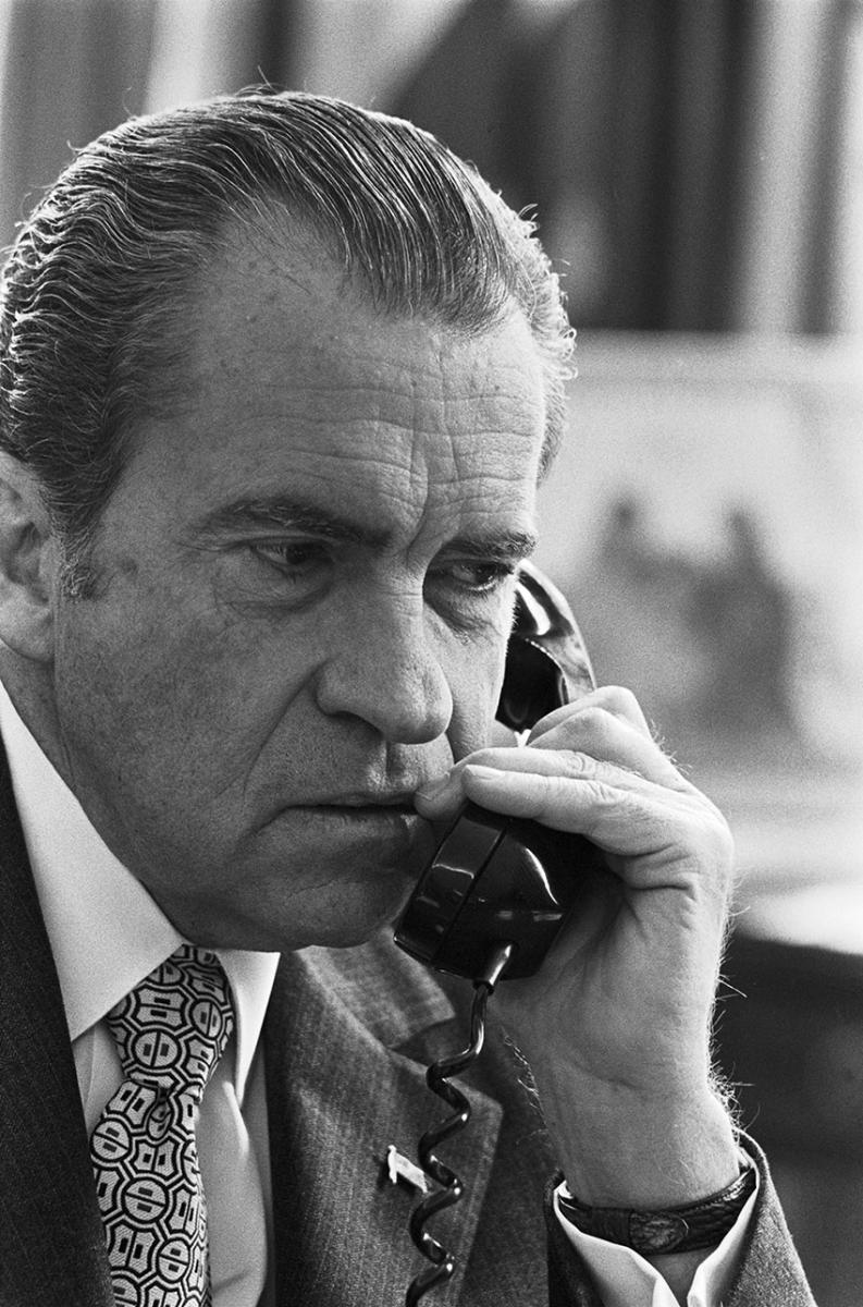 President Nixon talks on the telephone, October 27, 1972