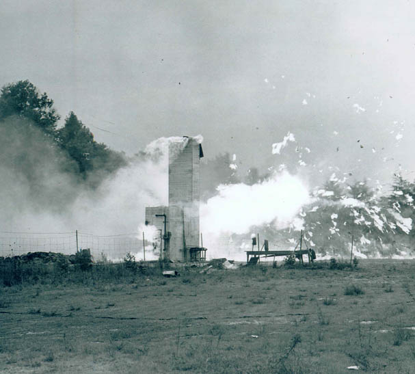 Explosive combustion of a nitrate film vault at a series of tests