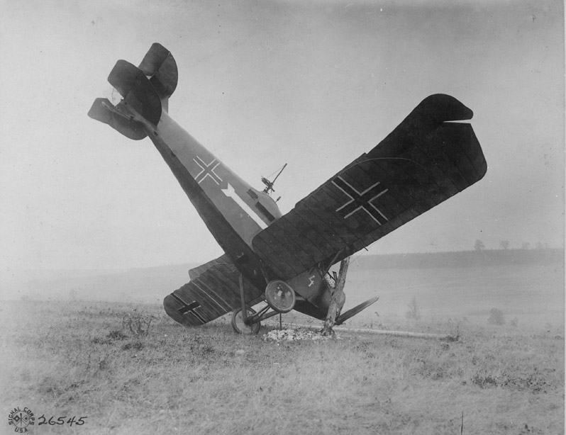 German Hannover C.L. I I I brought down by American machine gunnners