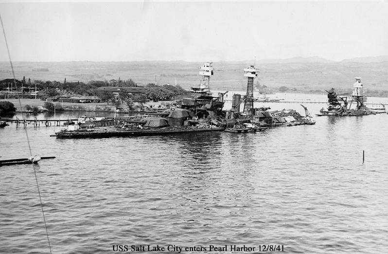 Pearl Harbor as seen a couple of days after the Japanese attack