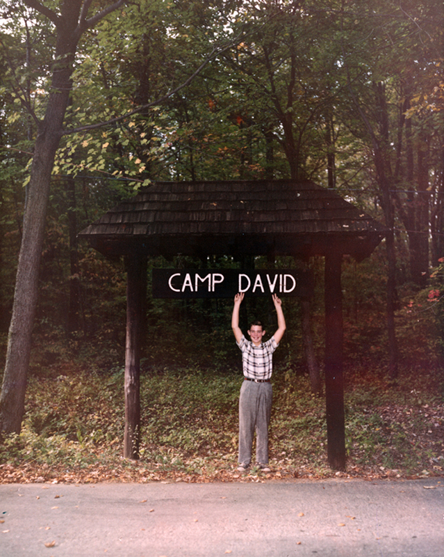 President Eisenhower's grandson David is shown at the entrance to Camp David