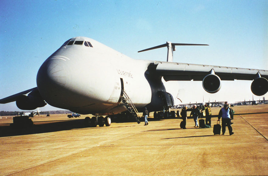 C-5 transport airplane used to move Clinton materials to Little Rock
