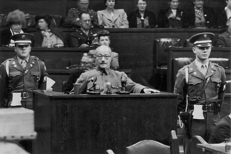 Tojo Hideki, an Army general and Japan's political and military leader, testified at the Tokyo War Crimes trial
