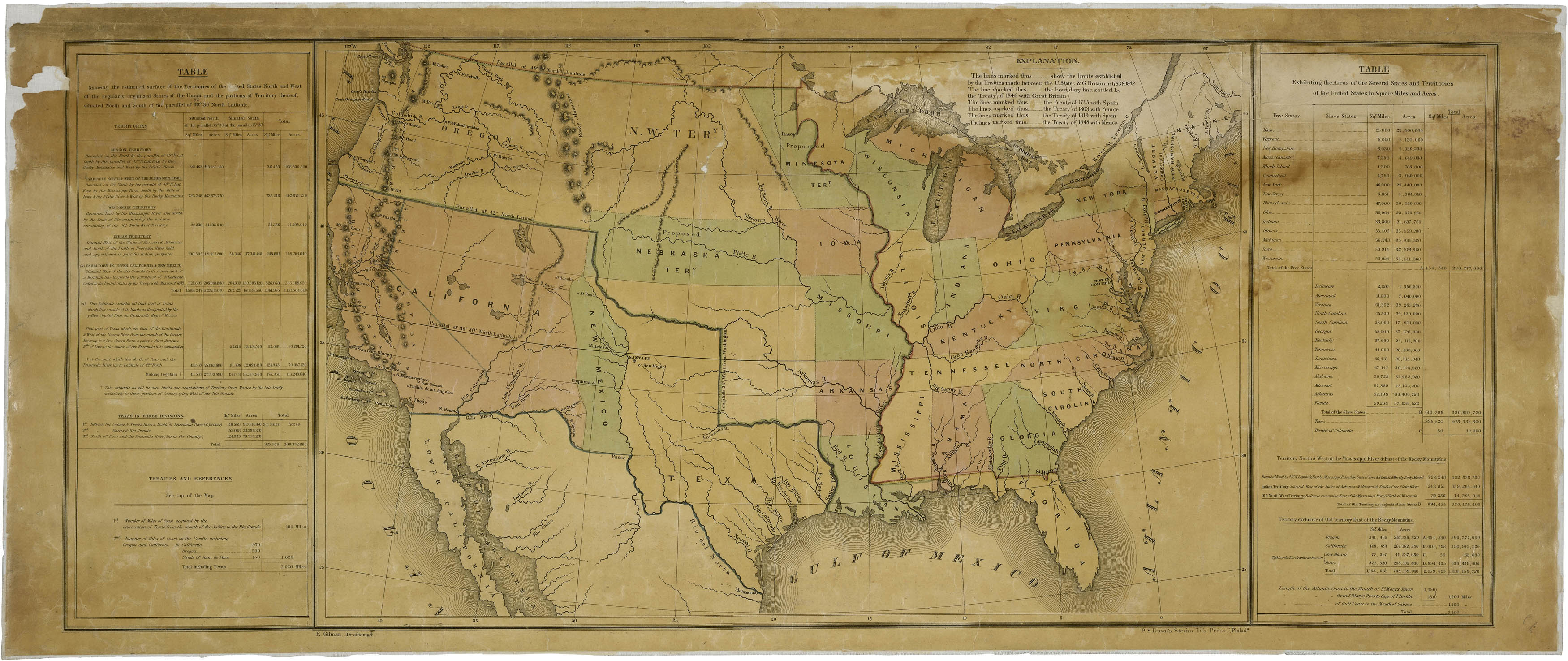 Gilman's 1848 map of the United States