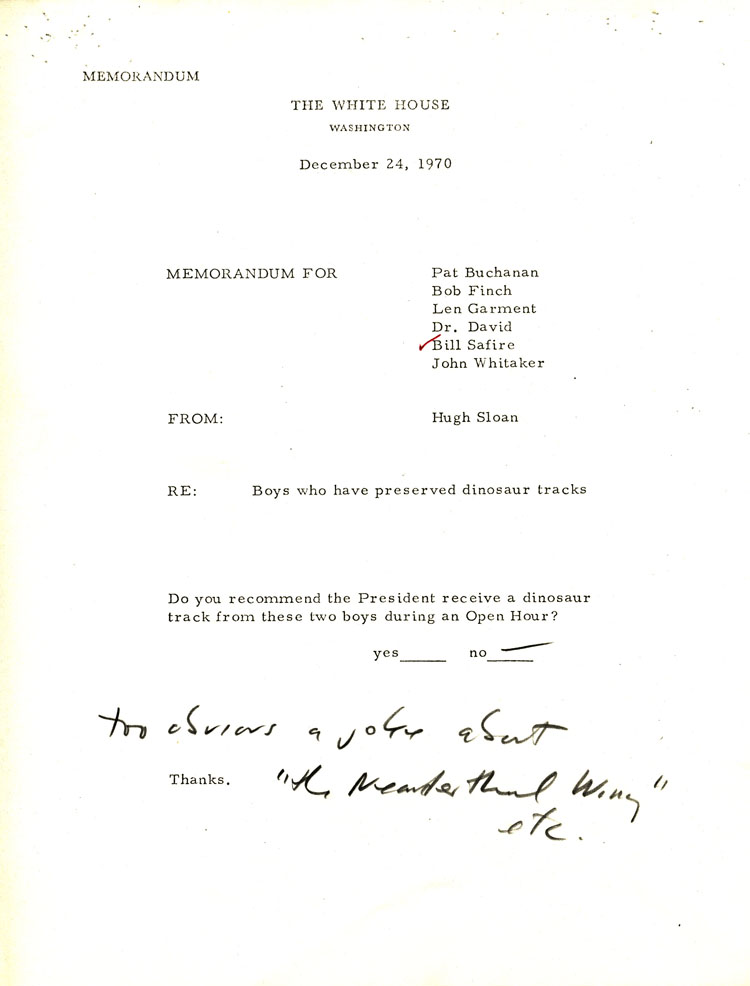 Memo from Nixon's staff asking if Paul Olsen should be invited to the White House
