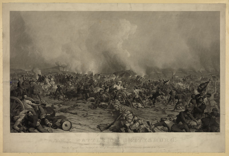 An 1870 engraving of the Battle of Gettysburg, possibly Pickett s charge.