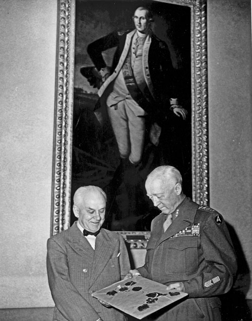 Gen. George S. Patton presented the Nuremberg Laws to Huntington trustee Robert Millikan