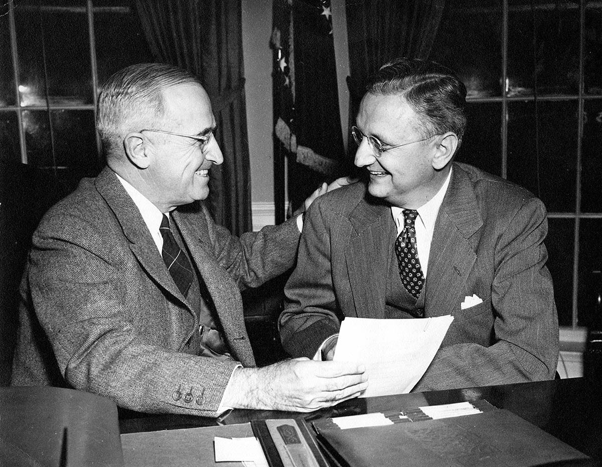 President Harry Truman and Press Secretary Joseph Short 