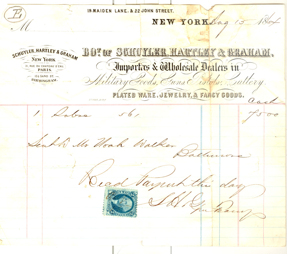 receipt for William Ives's purchase of a 