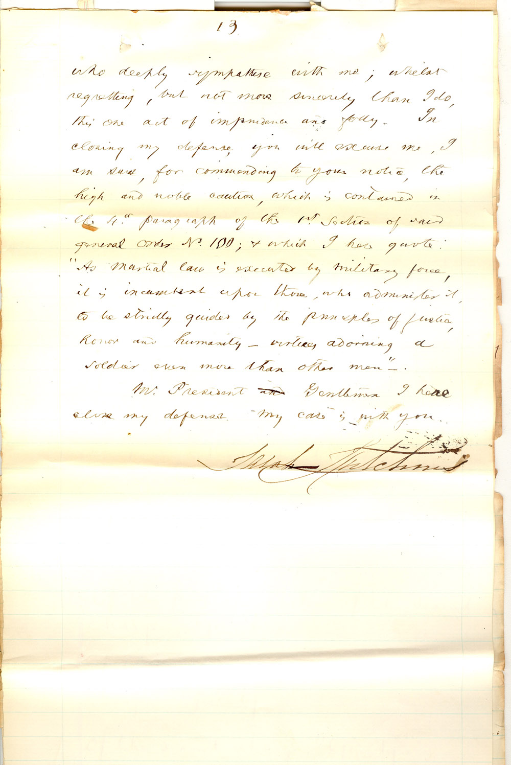 Sarah Hutchins's signed statement to the court