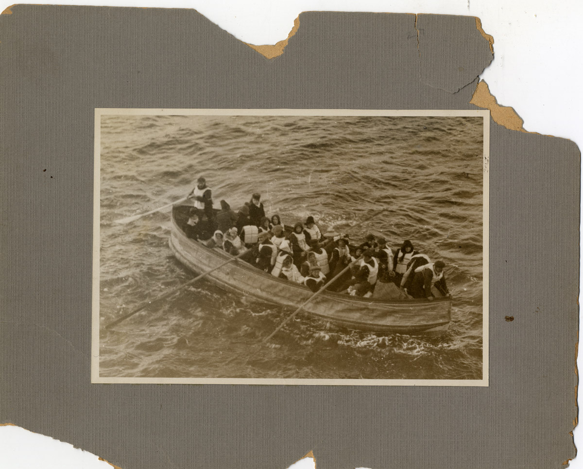 Survivors of the Titanic disaster aboard a lifeboat on April 15, 1912.