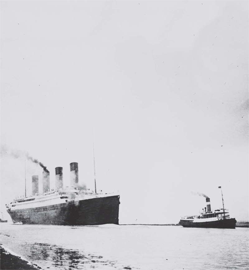 The Titanic during sea trials. 