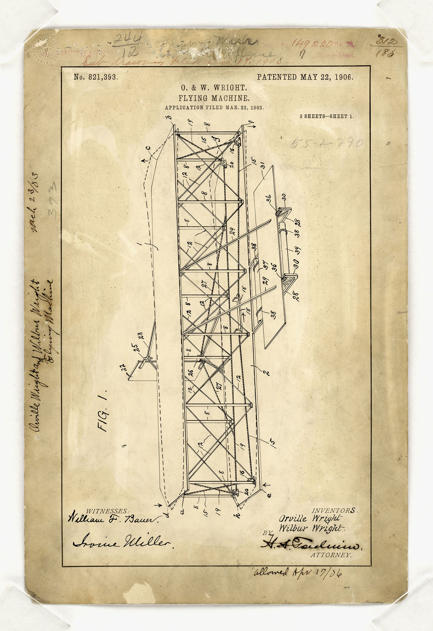 Patent for Wright Flyer 1906