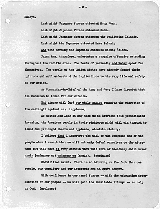 pearl harbor day speeches