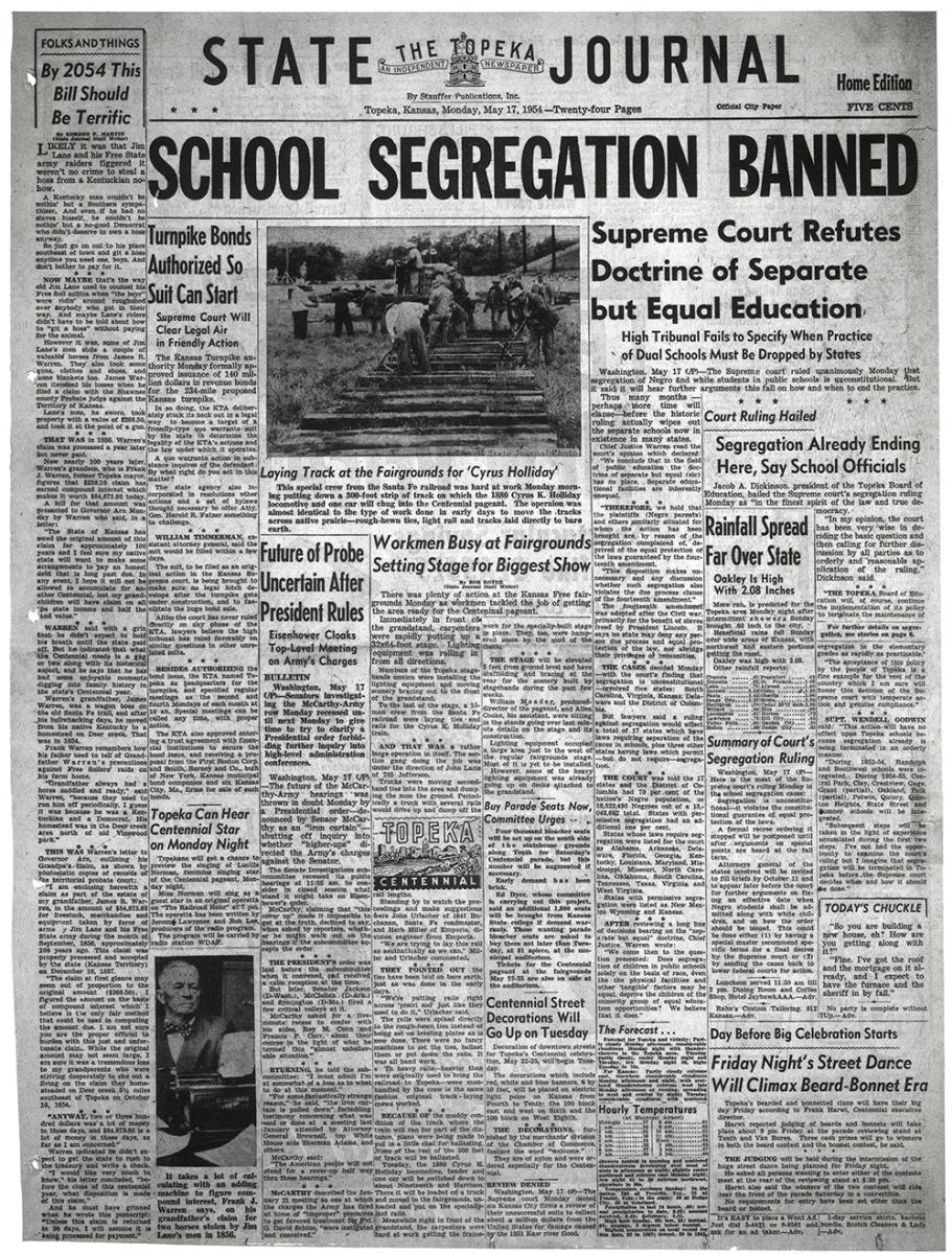 newspaper articles brown v board education