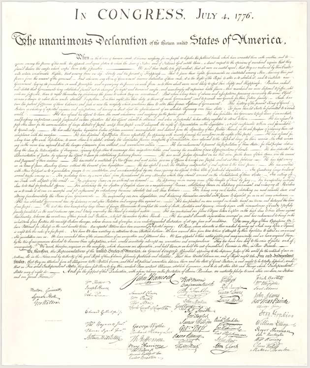 William J Stone's engraving of the Declaration of Independence