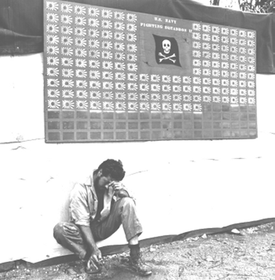 Tired member of VF-17 at Bougainville