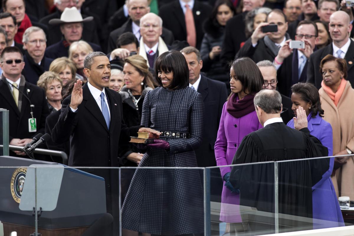 President Obama being sworn in 2013