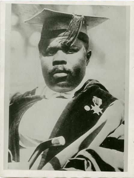 Garvey in a cap and gown