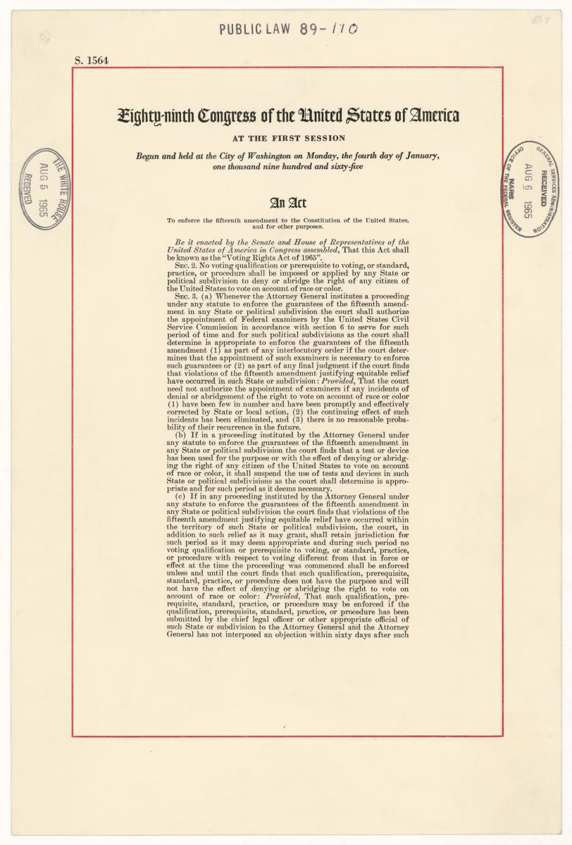 voting rights act of 1965, page 1