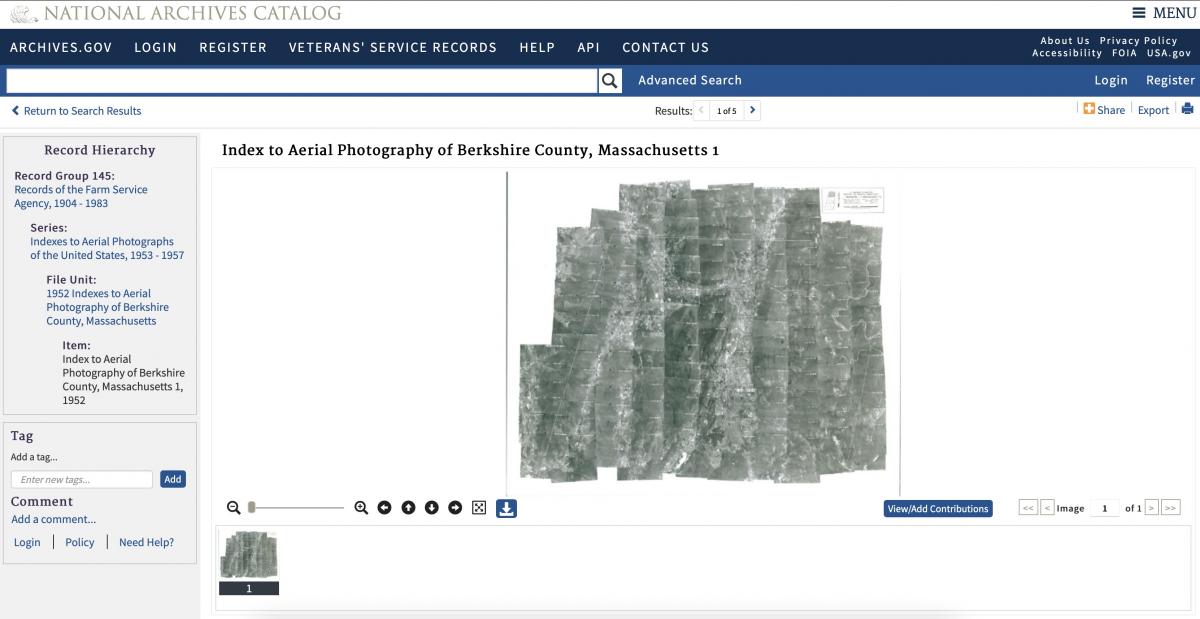 RG 145 aerial indexes catalog search item view