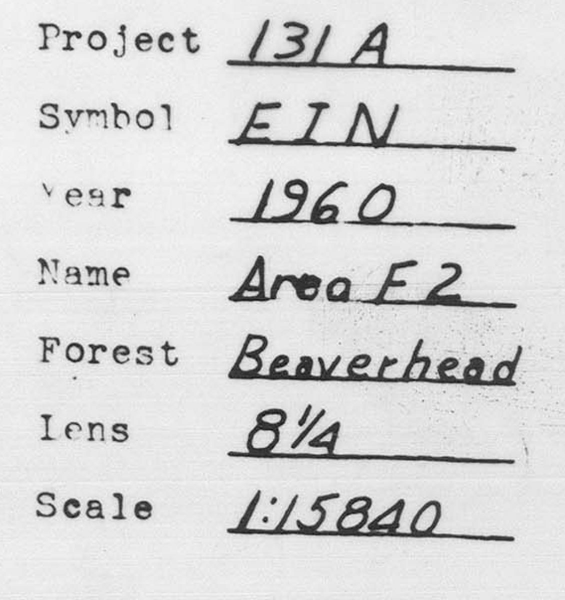 RG 95, Indexes to Aerial Photography, Beaverhead National Forest, 1960, EIN, symbol information close up