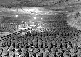 Reichsbank wealth, SS loot, and paintings stored in salt mine in Merkurs, Germany, 1945