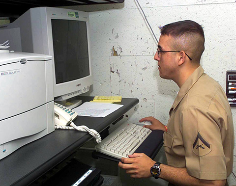 marine on computer