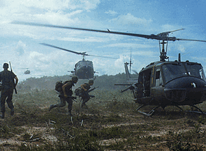 UH-1D helicopters airlift members of the 2nd Battalion, 14th Infantry Regiment