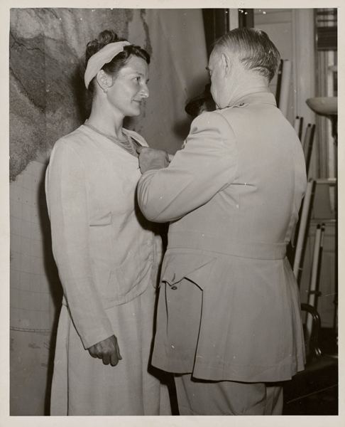 Photograph of Virginia Hall Receiving Award (National Archives Identifier 595150)
