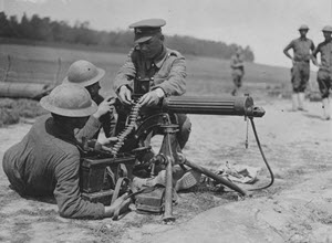 Americans receiving machine gun instruction from British instructor. Near Moulle, France. 5-22-1918