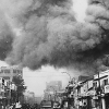 Black smoke in Saigon from fires caused by attack by Viet Cong during Tet Offensive