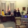 President Johnson and  staff watch TV news re: MLK Assassination