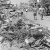 Saigon, Vietnam....Rubble and the remains of barbed wire line the streets of Cholon, a suburb of Saigon that was burned by South Vietnamese army troops in an effort to flush out any Viet Cong that remained after the Tet offensive in late January.