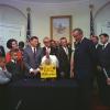 President Johnson receives a turkey