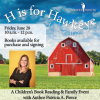 A graphic advertising the "H is for Hawkeye" Family-Friendly Book Talk & Activity at the Herbert Hoover Presidential Library and Museum