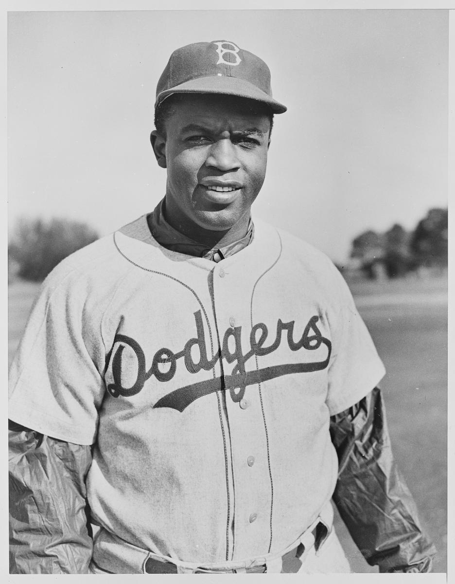 Jackie Robinson in a baseball uniform